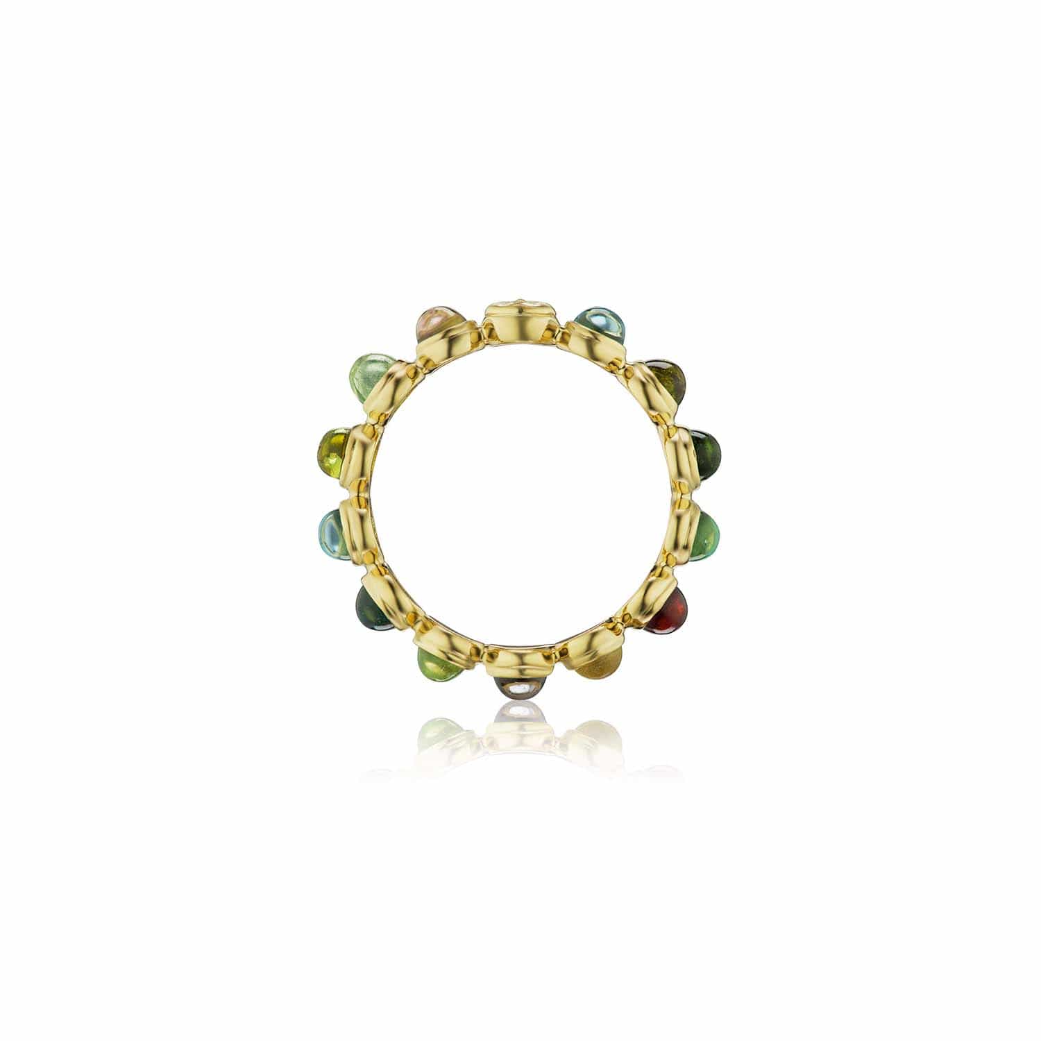 18K Yellow Gold Celestial Cabochon Bead Ring