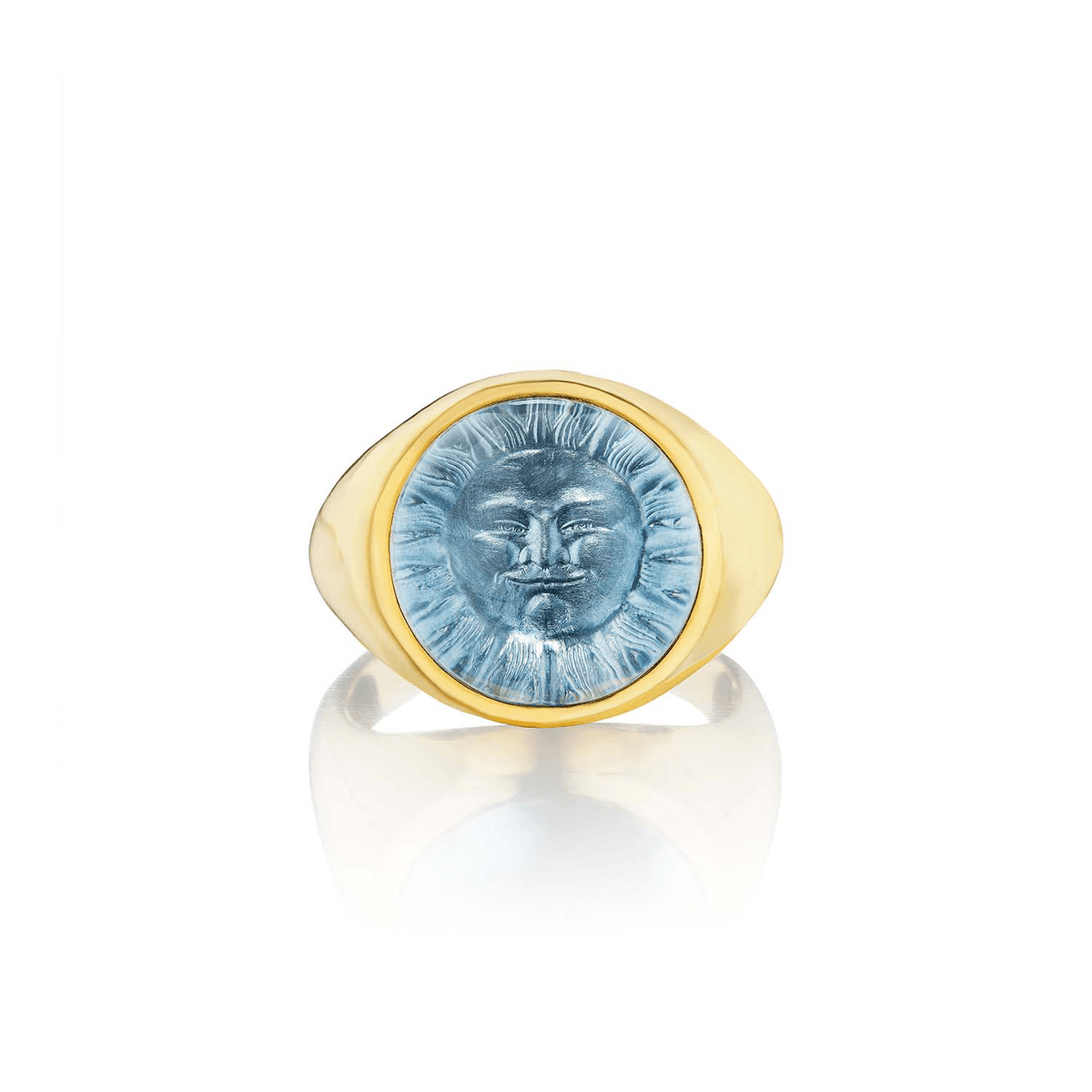 Anthony Lent 18K Yellow Gold and Platinum Diamond Topaz Sunday Ring