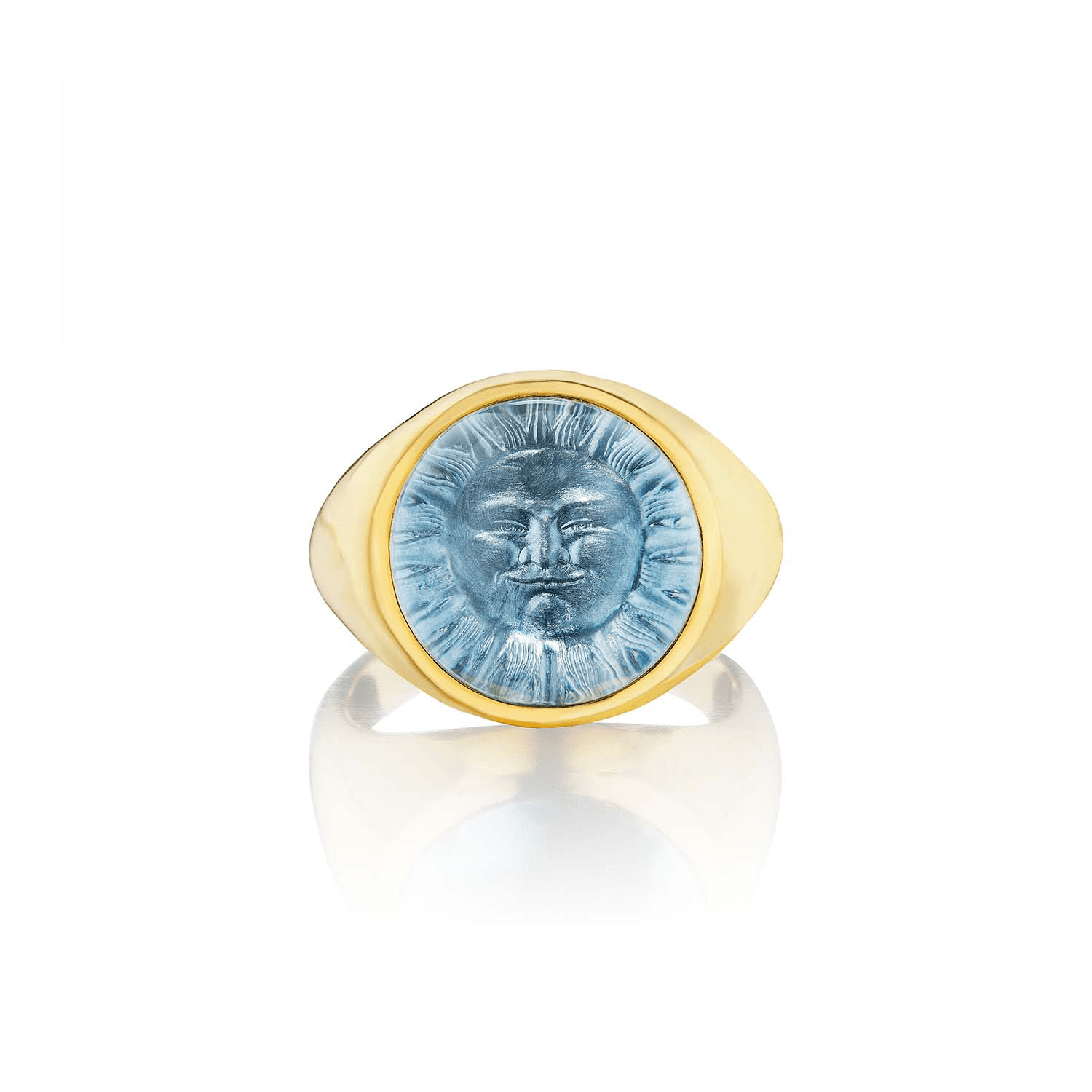 Anthony Lent 18K Yellow Gold and Platinum Diamond Topaz Sunday Ring