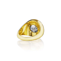 Anthony Lent 18K Yellow Gold and Platinum Diamond Topaz Sunday Ring