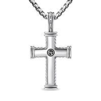 Chevron Cross Pendant Sterling Silver with 18K Yellow Gold, 33mm