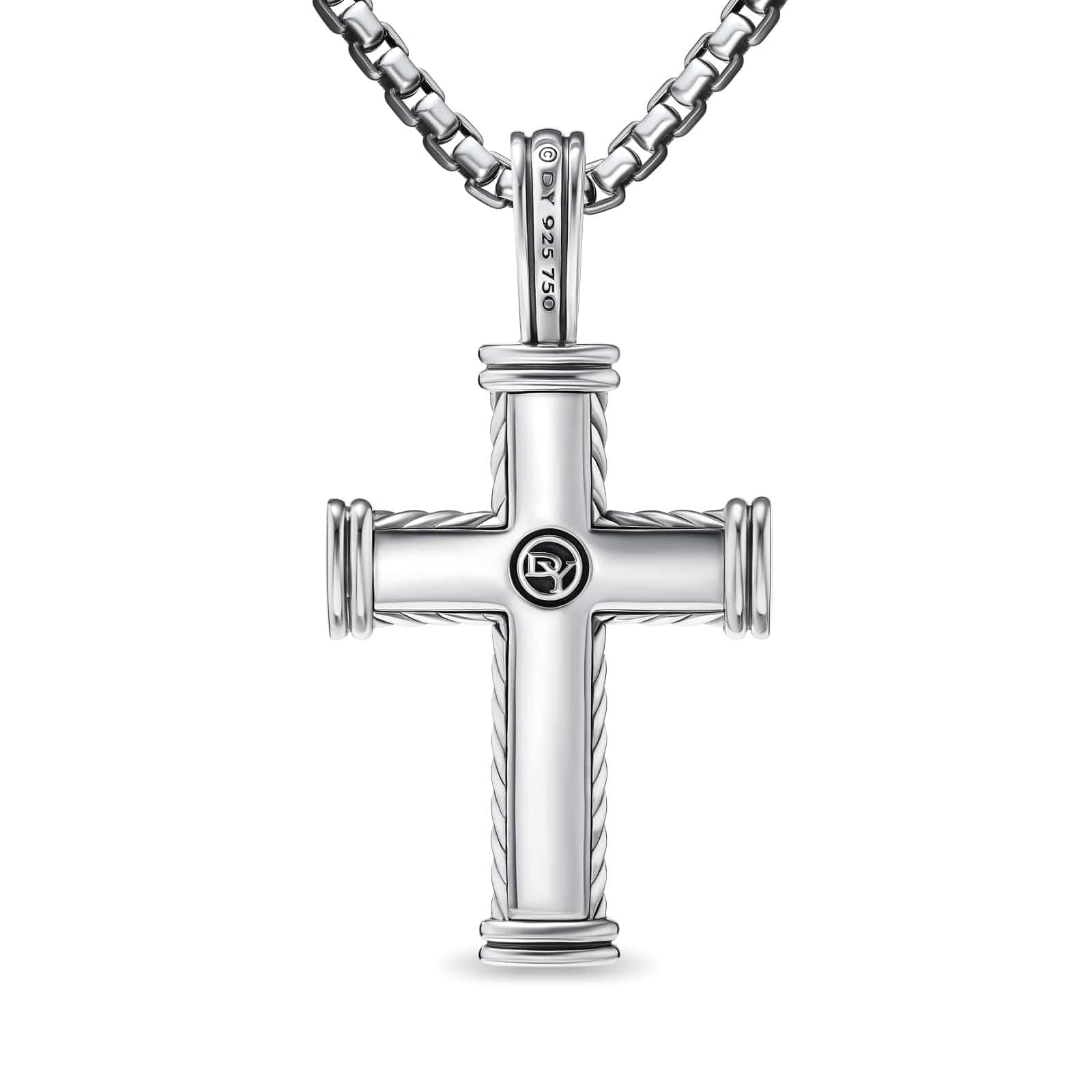 Chevron Cross Pendant Sterling Silver with 18K Yellow Gold, 33mm