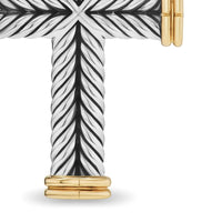 Chevron Cross Pendant Sterling Silver with 18K Yellow Gold, 33mm