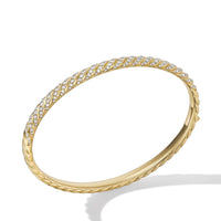 Sculpted Cable Bangle Bracelet in 18K Yellow Gold with Diamonds