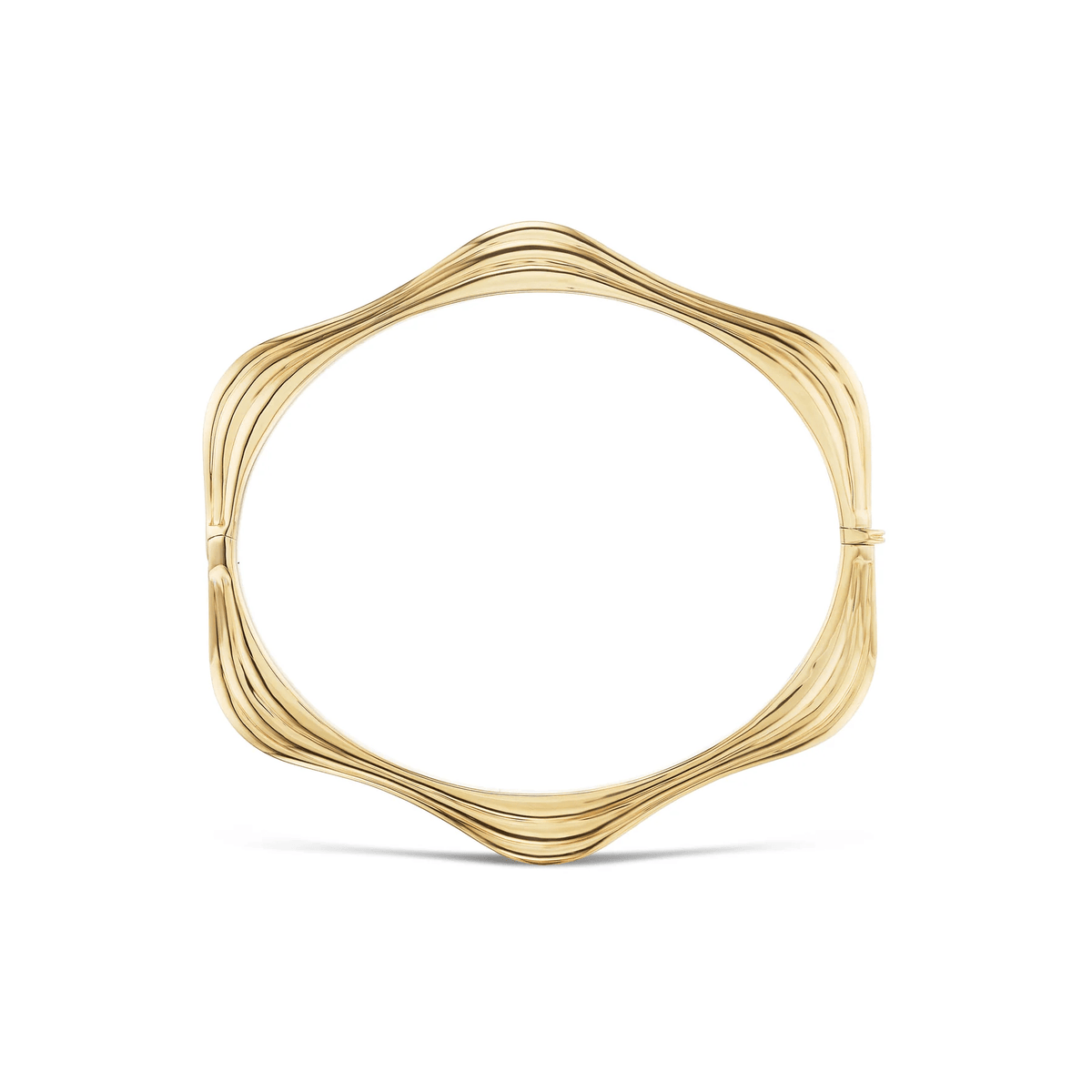 18K Yellow Gold Wave Diamond Bangle