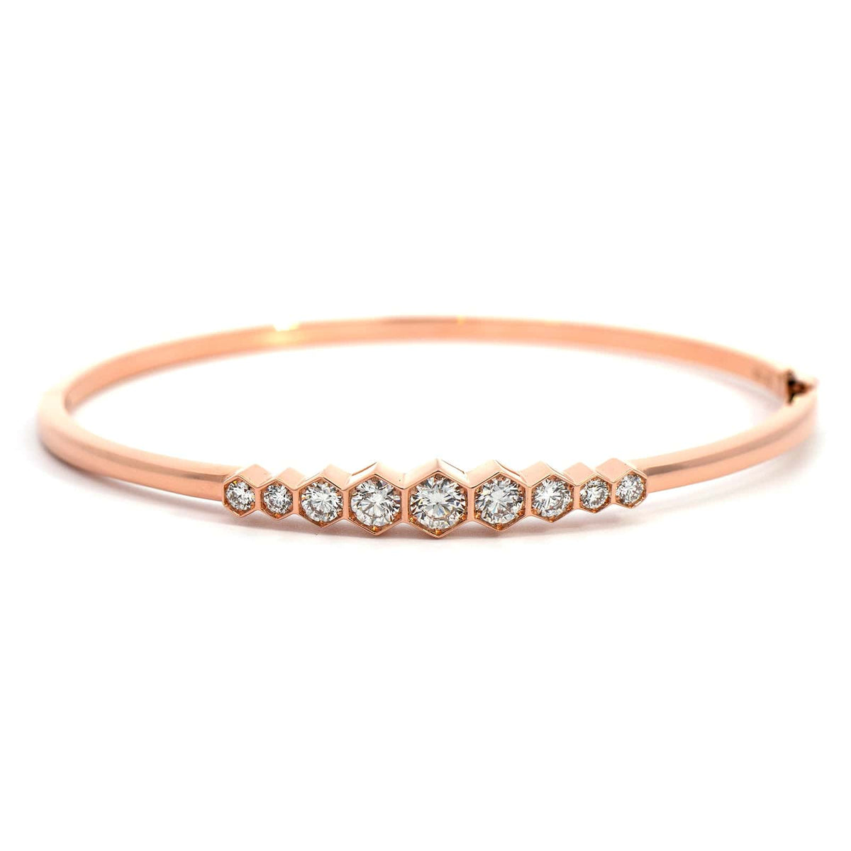 18K Rose Gold 9 Diamond Bangle