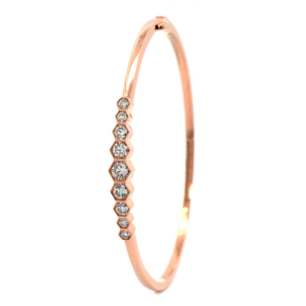 18K Rose Gold 9 Diamond Bangle