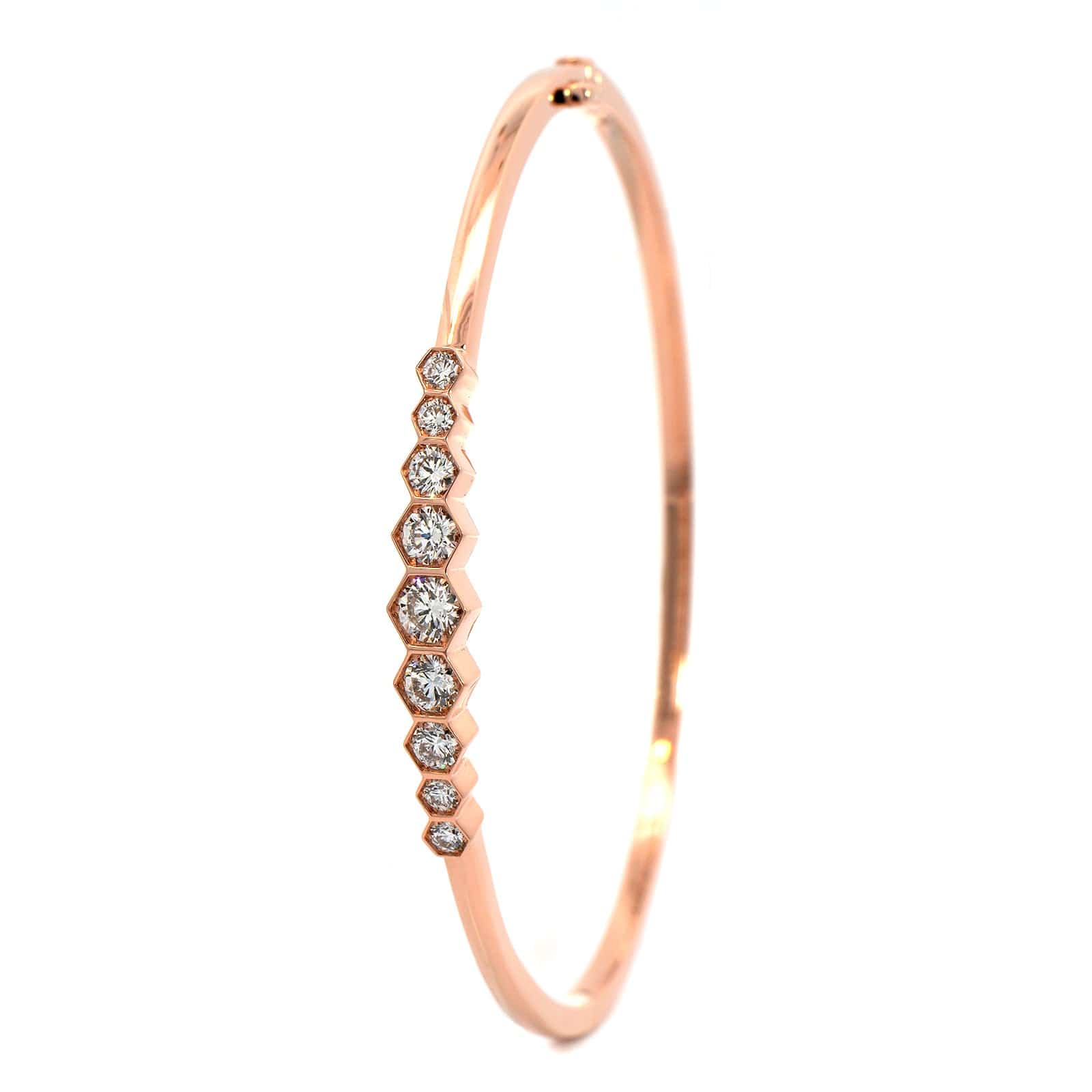 18K Rose Gold 9 Diamond Bangle