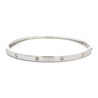 14K White Gold High Polished Diamond Bangle Bracelet