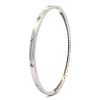 14K White Gold High Polished Diamond Bangle Bracelet