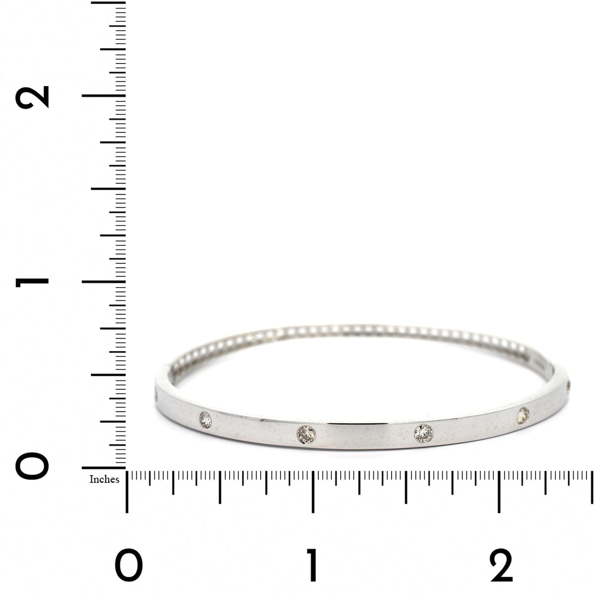 14K White Gold High Polished Diamond Bangle Bracelet