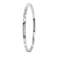 14K White Gold Burnished Set Diamond Bangle