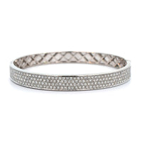 18K White Gold Pave Diamond Bangle Bracelet