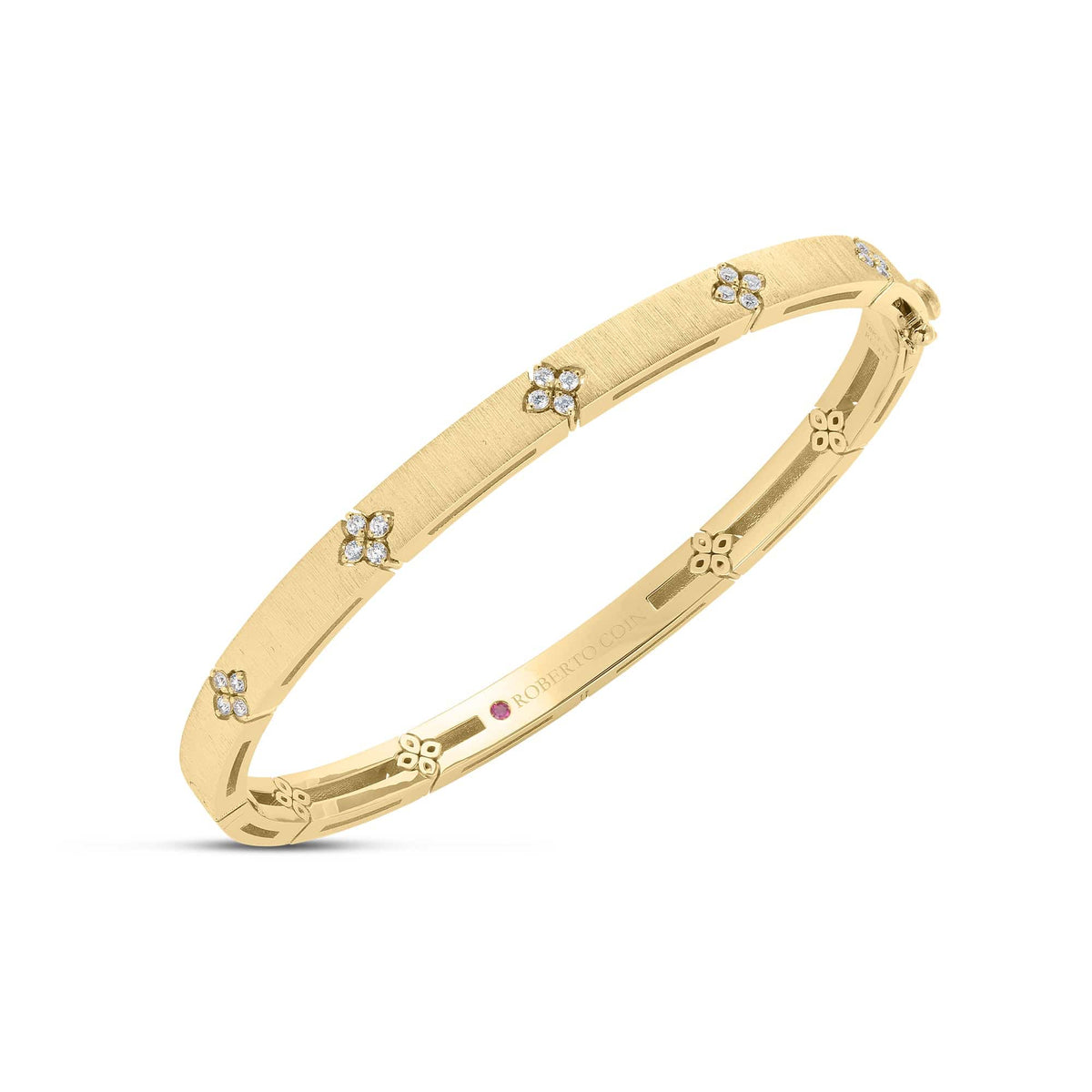 Roberto Coin 18K Yellow Gold Love in Verona Diamond Satin Bangle