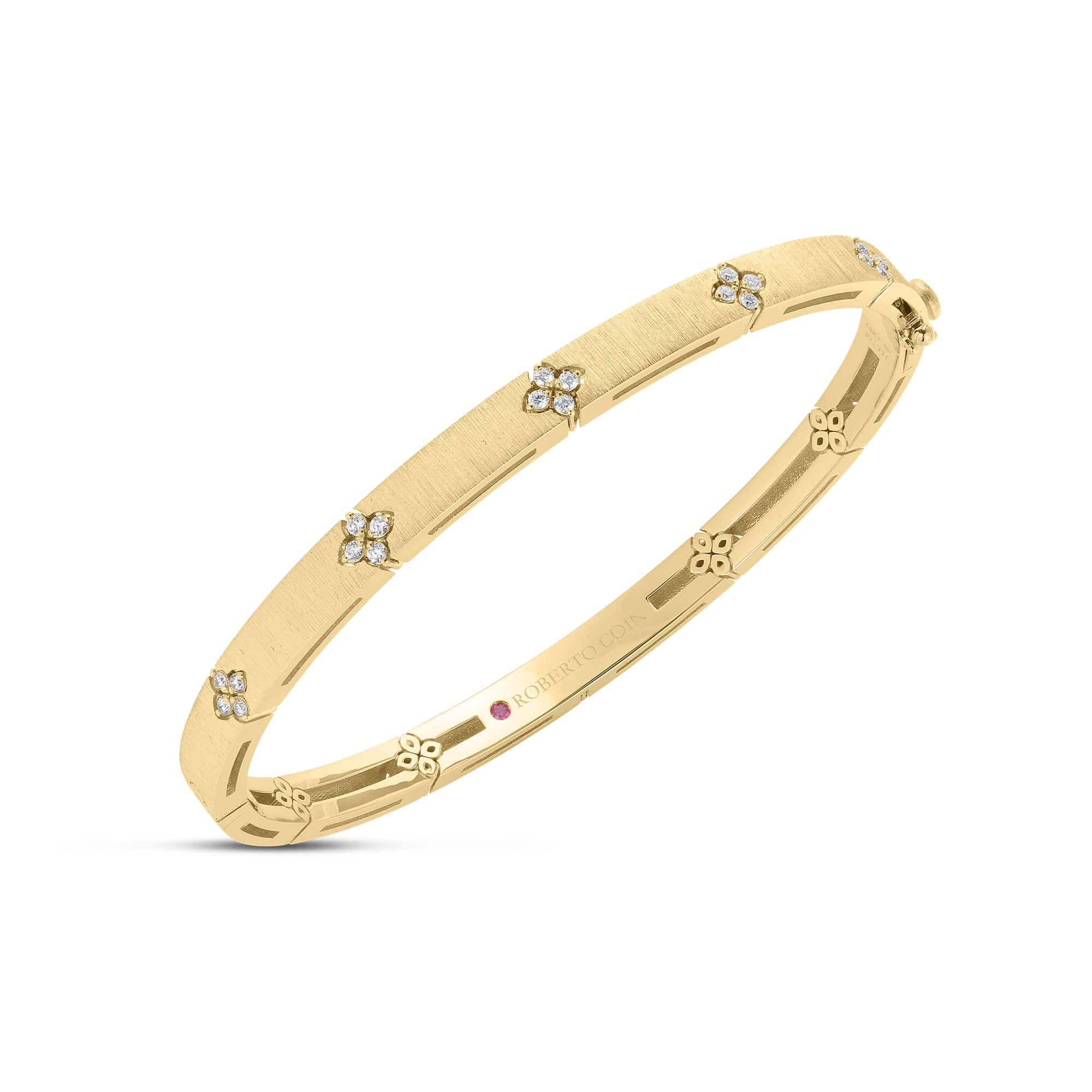 Roberto Coin 18K Yellow Gold Love in Verona Diamond Satin Bangle