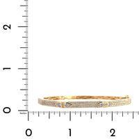 14K Yellow Gold 3 Row Pave Diamond Bangle