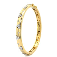 18K Yellow Gold High Polished Diamond Bangle Bracelet