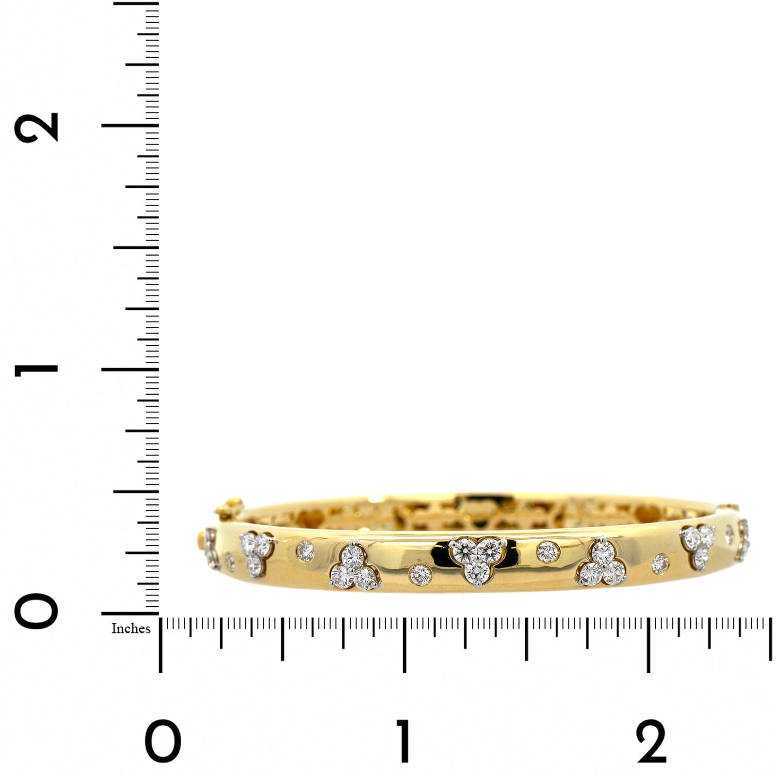 18K Yellow Gold High Polished Diamond Bangle Bracelet