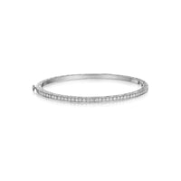 Penny Preville 18K White Gold Thin Pave Diamond Engraved Bangle