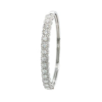 14K White Gold Round and Cushion Cut Diamond Bangle Bracelet