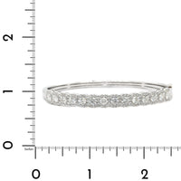 14K White Gold Round and Cushion Cut Diamond Bangle Bracelet