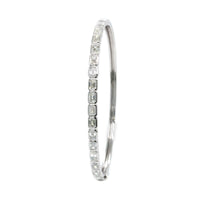 14K White Gold Bezel Set Emerald Cut Diamond Bangle Bracelet