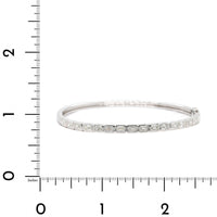 14K White Gold Bezel Set Emerald Cut Diamond Bangle Bracelet