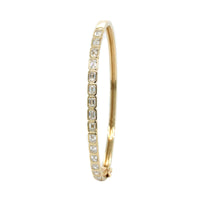 14K Yellow Gold Bezel Set Emerald Cut Diamond Bangle Bracelet