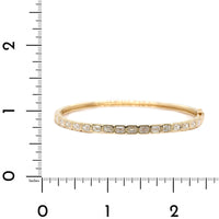 14K Yellow Gold Bezel Set Emerald Cut Diamond Bangle Bracelet