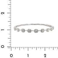 14K White Gold Round and Cushion Cut Diamond Station Bangle Bracelet