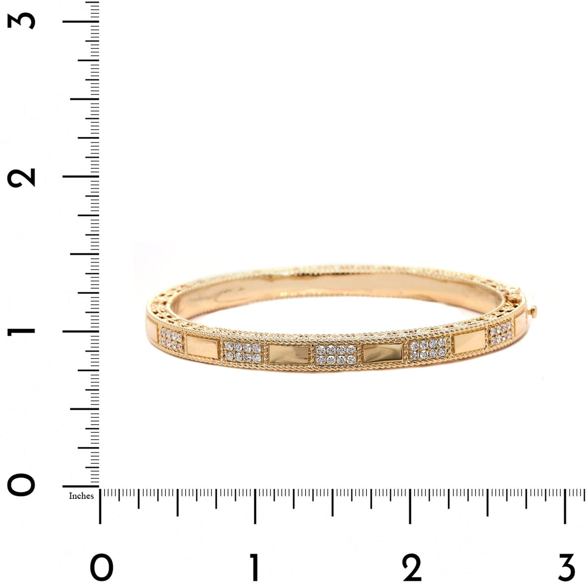 14K Yellow Gold Pave Diamond 2 Row Bracelet