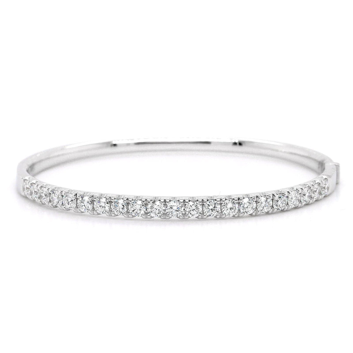 18K White Gold Prongset Diamond Bangle Bracelet