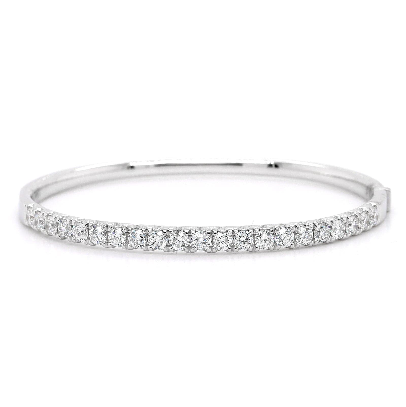 18K White Gold Prongset Diamond Bangle Bracelet