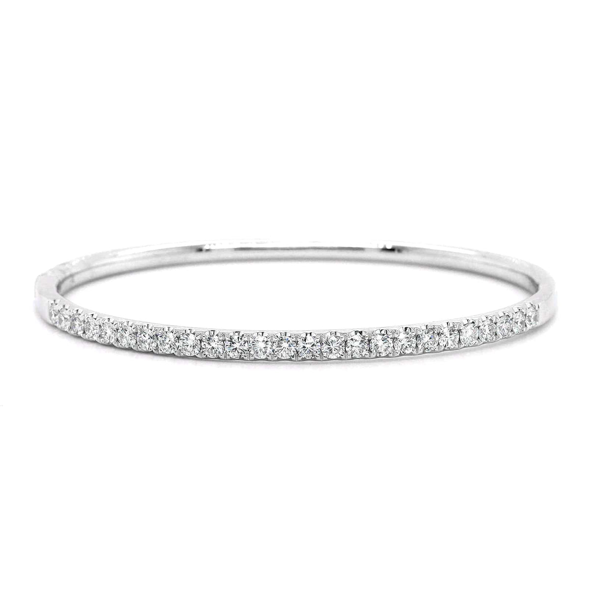18K White Gold Prongset Diamond Bangle Bracelet