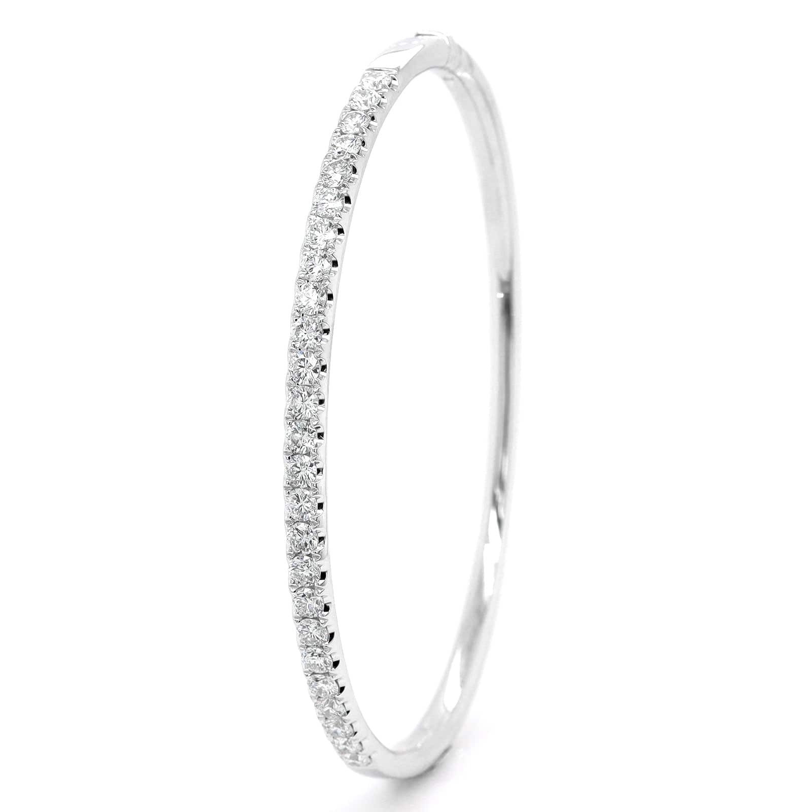18K White Gold Prongset Diamond Bangle Bracelet