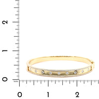 14K Yellow Gold Burnished Set Round Diamond Bangle Bracelet