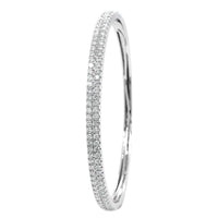 18K White Gold 2 Row Diamond Bangle Bracelet