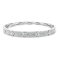 18K White Gold Pave Diamond Bangle Bracelet