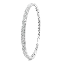 18K White Gold 3 Row Diamond Bangle Bracelet