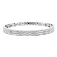 18K White Gold 5 Row Pave Diamond Bangle Bracelet