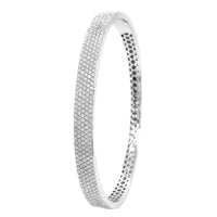 18K White Gold 5 Row Pave Diamond Bangle Bracelet