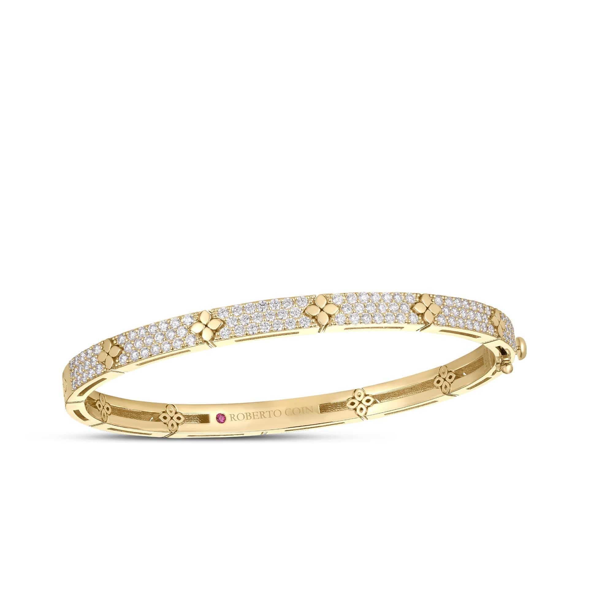 Roberto Coin 18K Yellow Gold Love In Verona Pave Diamond Bangle Bracelet