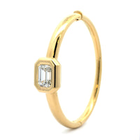 18K Yellow Gold Bezel Set Emerald Diamond Bangle Bracelet