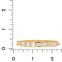 18K Yellow Gold Semi Bezel Set Emerald Cut Diamond Bangle Bracelet
