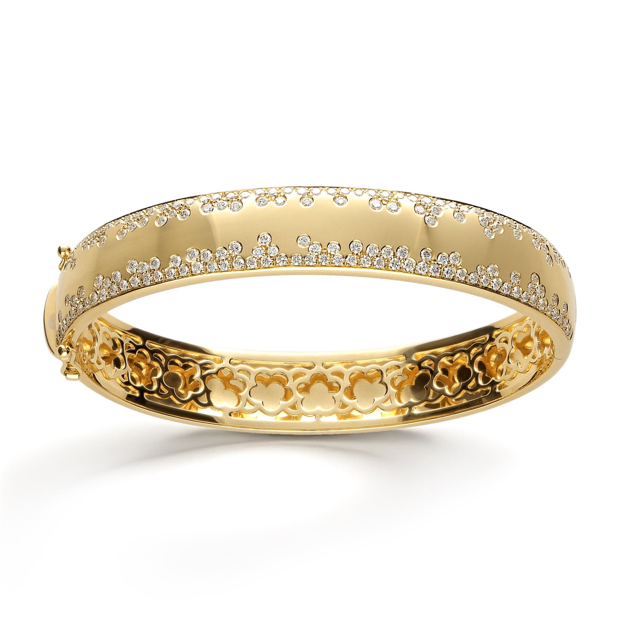 18K Yellow Gold Diamond Edge Bangle Bracelet