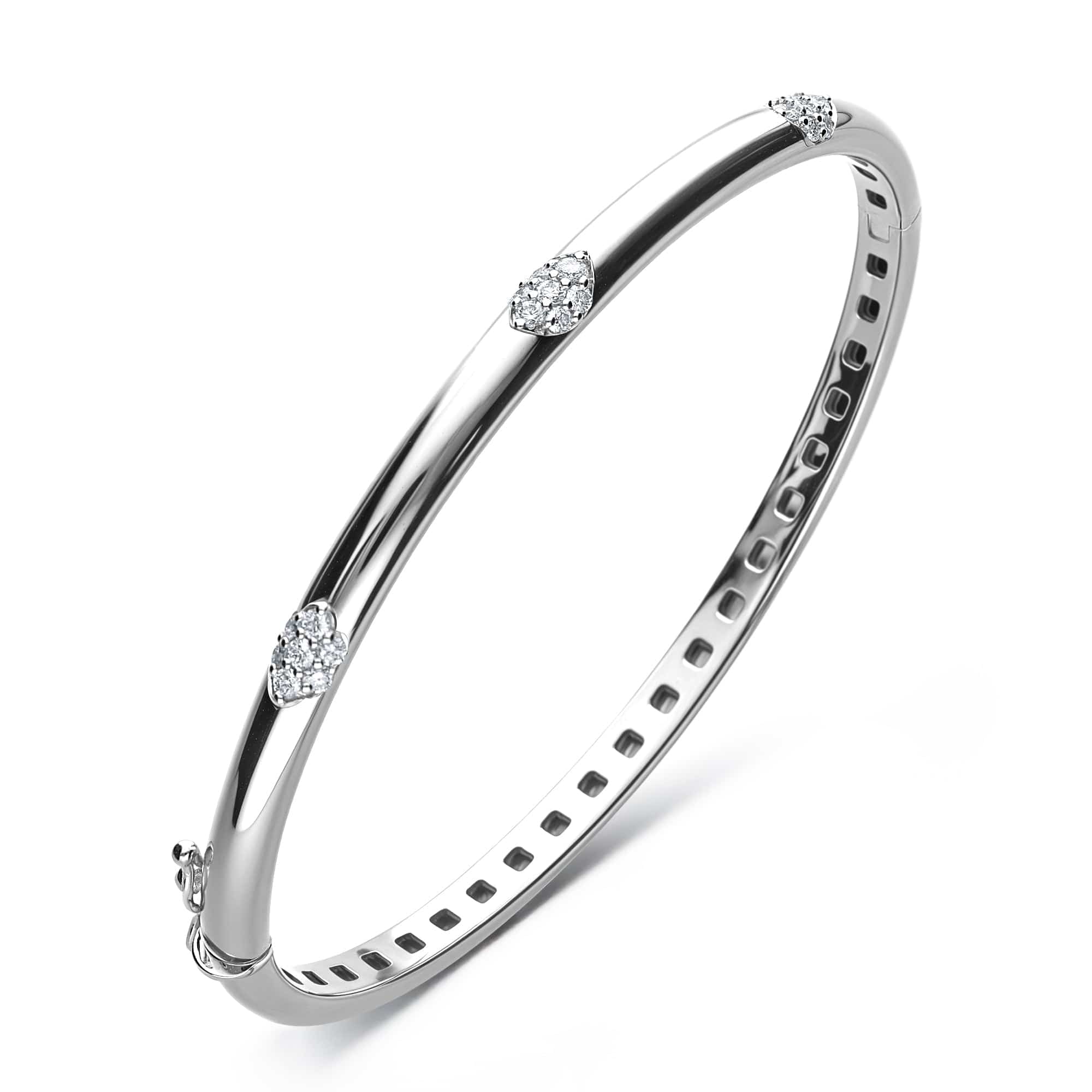 18K White Gold Pave Diamond Bangle Bracelet