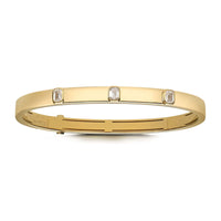 Leo Pizzo 18K Yellow Gold Diamond Oval Shaped Bangle Bracelet