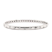 14K White Gold Burnished Set Round Diamond Bangle