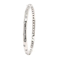 14K White Gold Burnished Set Round Diamond Bangle