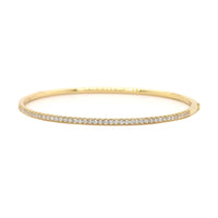 14K Yellow Gold Prong Set Round Diamond Bangle